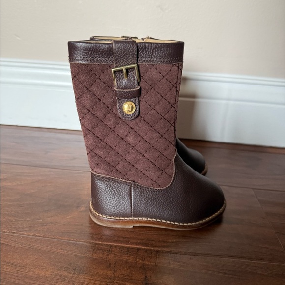Janie and Jack Quilted Leather Brown Boots-Size 5 - Picture 3 of 12